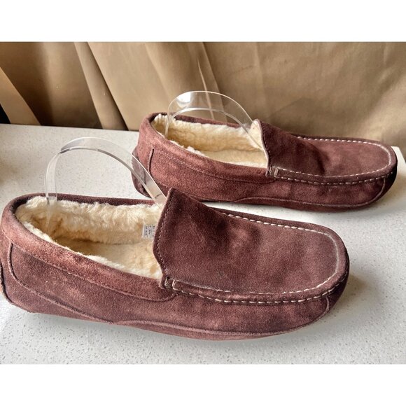 UGG Other - UGG Mens Size 11 Chestnut Suede & Lambs Wool Lined House Slippers